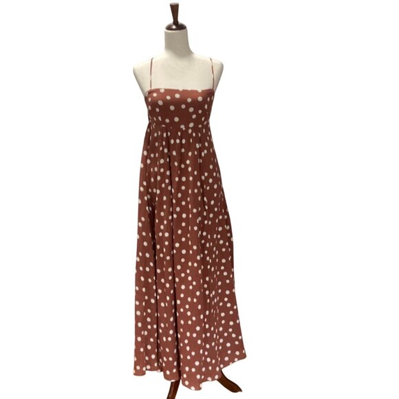 Abercrombie & Fitch Flowy Polka Dot 100% Cotton Maxi Dress Sz ST - Picture 1 of 15